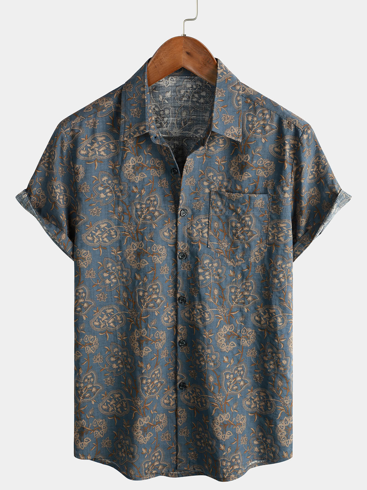B&M™ | Camicia da uomo in cotone a maniche corte con stampa floreale