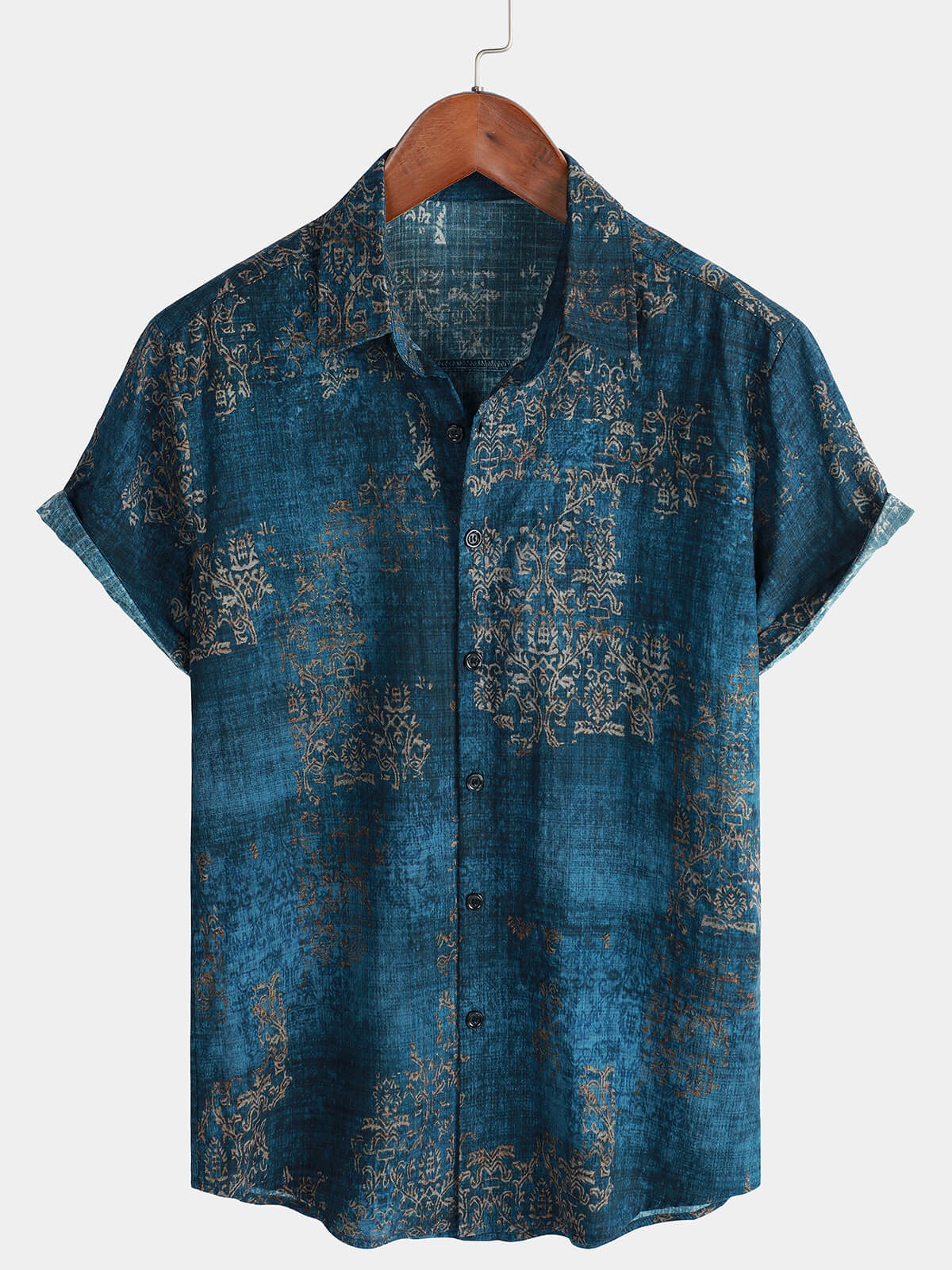 B&M™ | Camicia estiva blu a maniche corte per uomo
