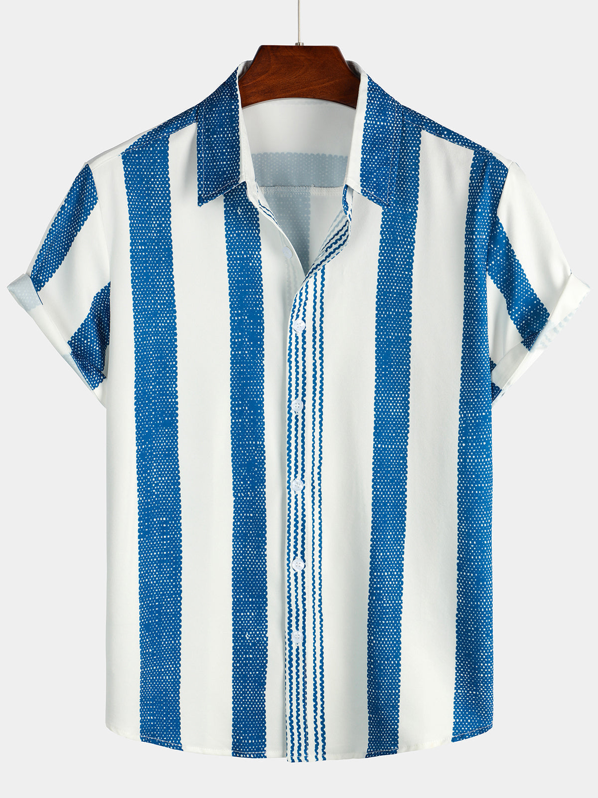 B&M™ | Camicia blu a righe da uomo a maniche corte per il tempo libero