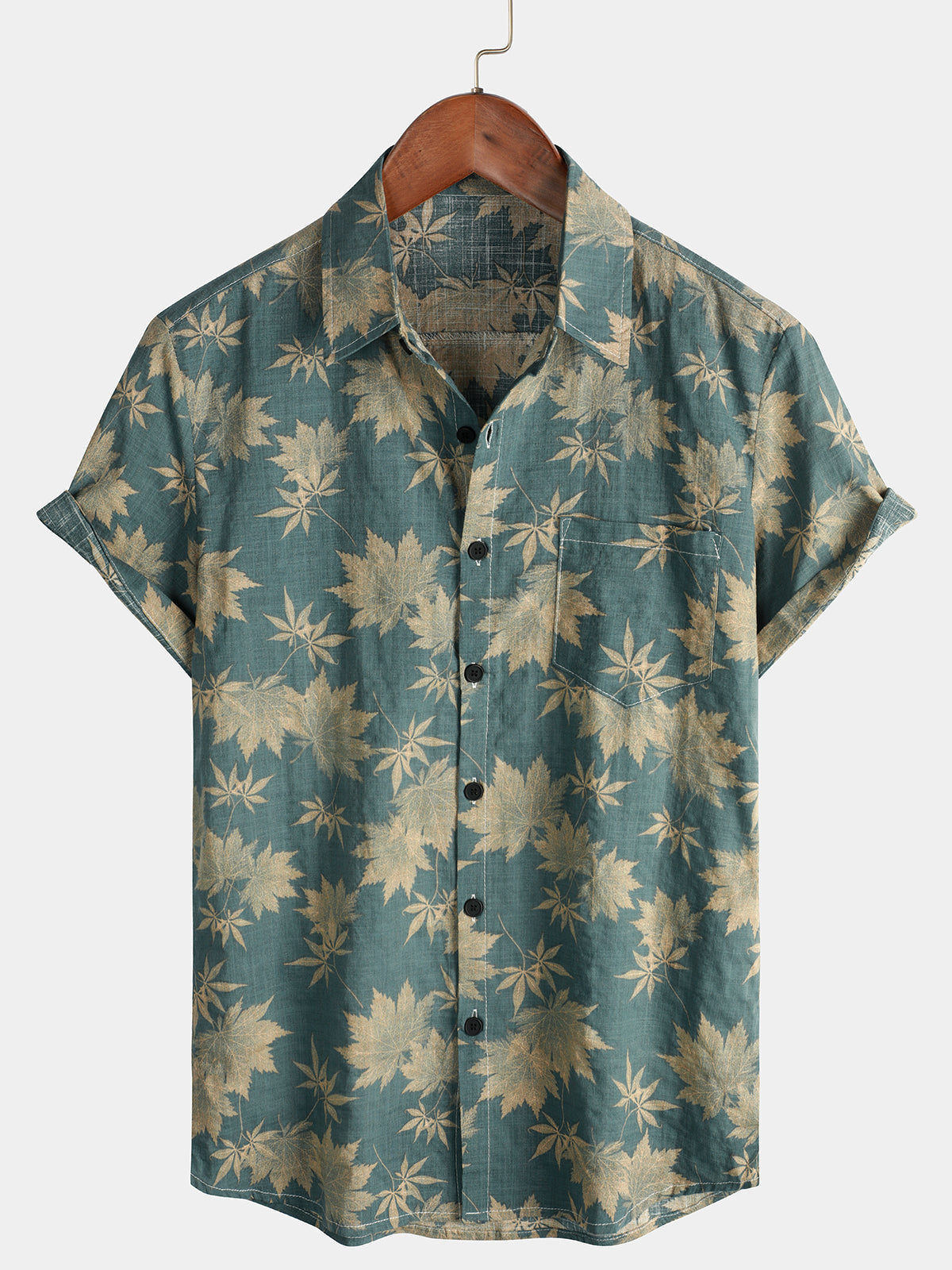 B&M™ | Camicia estiva in cotone da uomo con stampa a foglia d'acero