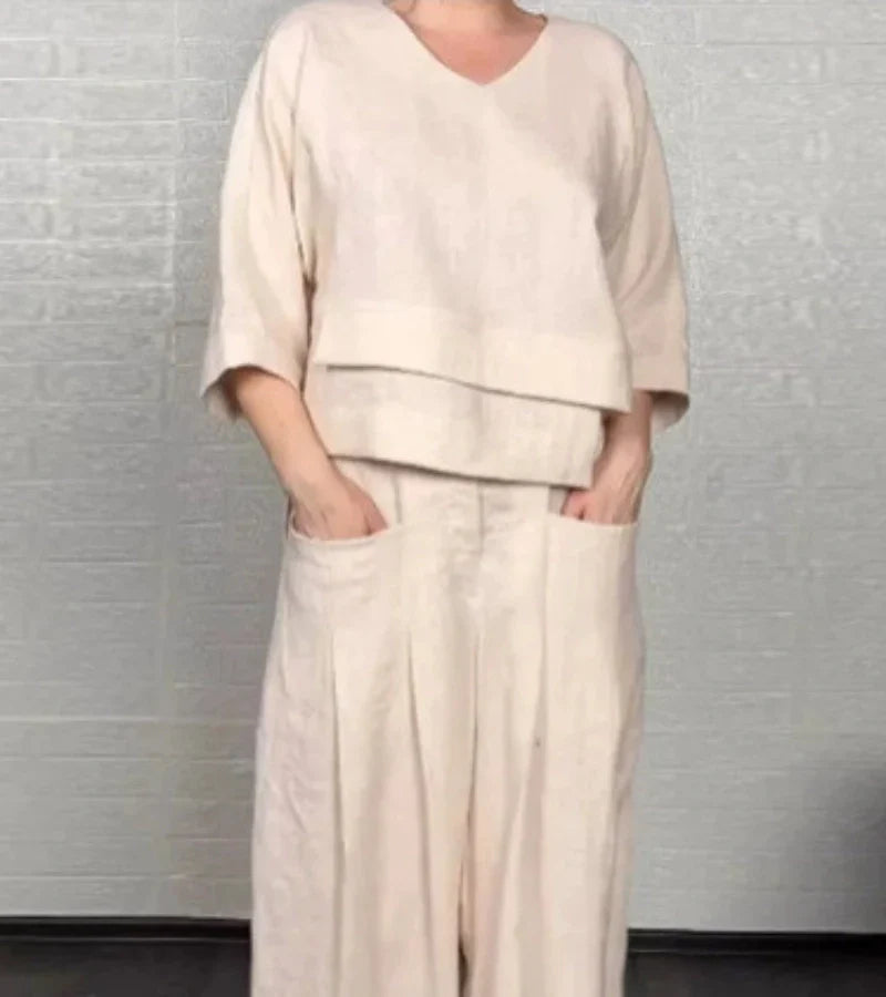 B&M™ | Completo elegante da donna con top asimmetrico e pantaloni larghi
