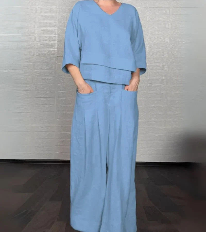 B&M™ | Completo elegante da donna con top asimmetrico e pantaloni larghi